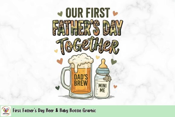 First Father's Day Beer & Baby Bottle Graphic: A Toast to New Dads