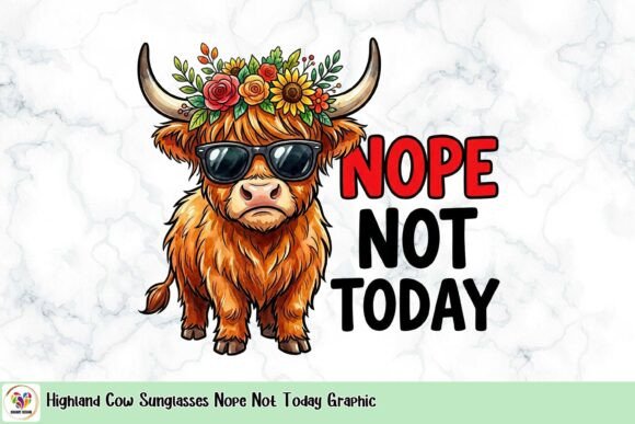 Highland Cow Sunglasses Graphic: Sassy & Boho Design Asset