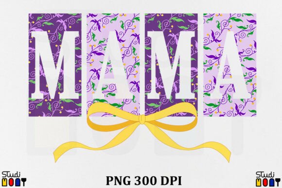 Mardi Gras Mama Bow Vintage Graphic PNG