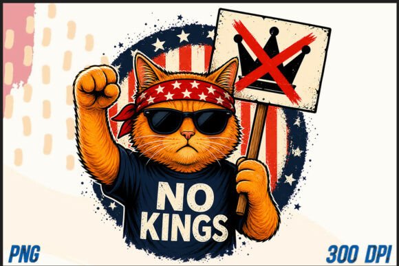 No Kings Cat PNG: Your Go-To Orange Cat Graphic for Designs