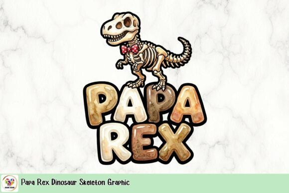 Papa Rex Dinosaur Skeleton Graphic: A Fun, Whimsical Design Asset
