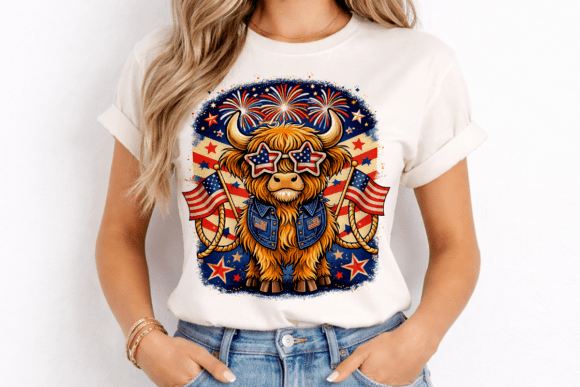 Patriotic Cow T-Shirt Design PNG Graphic: A Ready-to-Use Asset