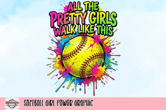 Softball Girl Power Graphic: A Vibrant Statement for Creators
