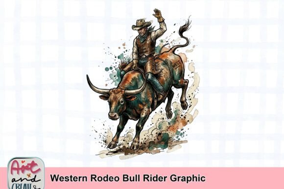 Western Rodeo Bull Rider Graphic: Bold Wild West Flair